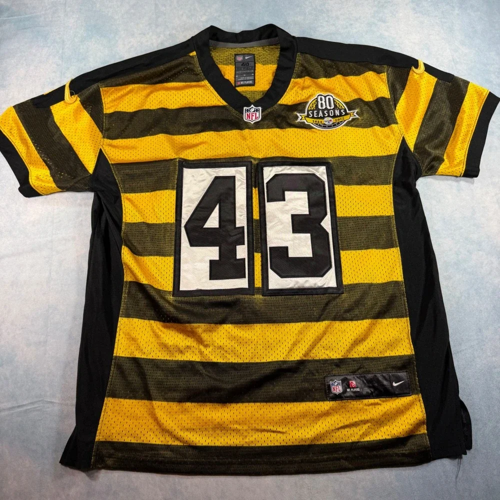Nike Pittsburgh Steelers Jersey Mens 48 Yellow Excellent Polamalu 43 Bumblebee